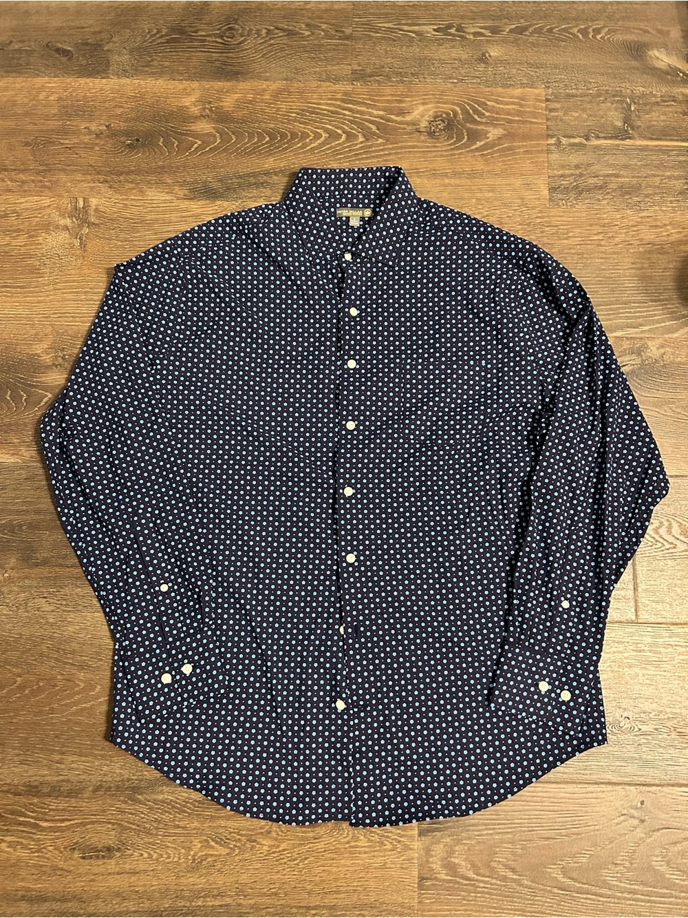 Peter Millar Navy Button-Down Shirt with Floral Pattern